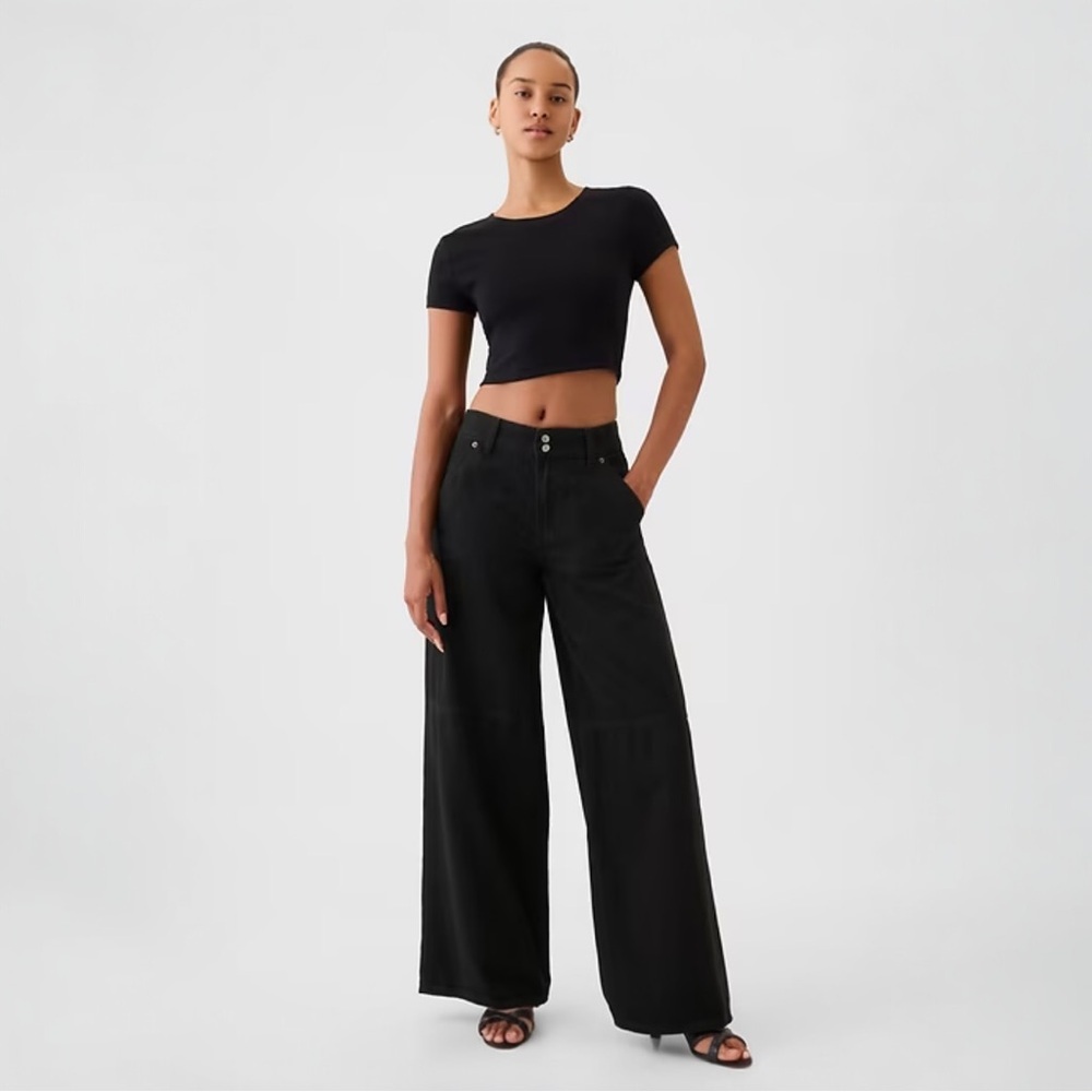 GAP Mid Rise UltraSoft Baggy Jeans NWT BLACK 32/14 Tall